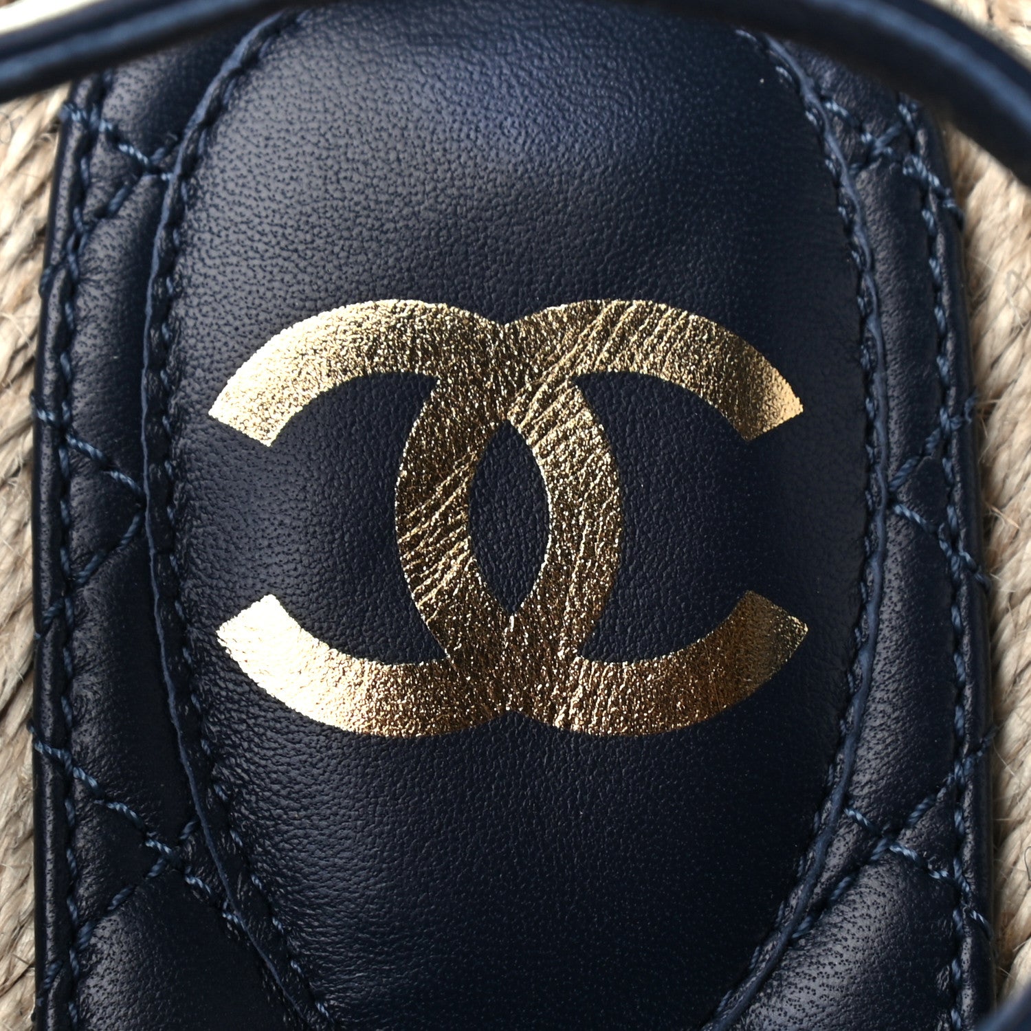 Chanel Stretch Fabric Lambskin CC Flat Sandals 37 Navy Blue Black 7 of 8