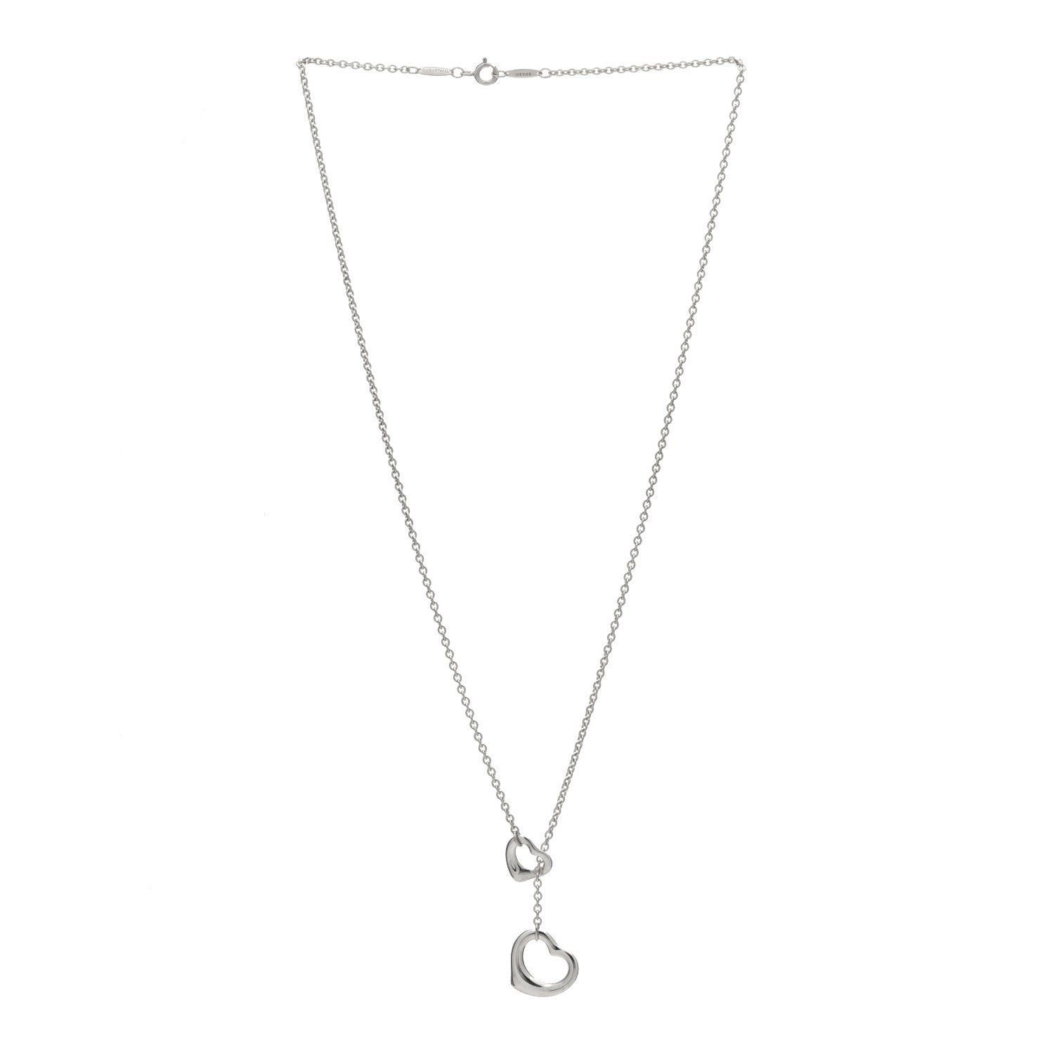 Tiffany Sterling Silver Elsa Peretti Open Heart Lariat Necklace 2 of 3