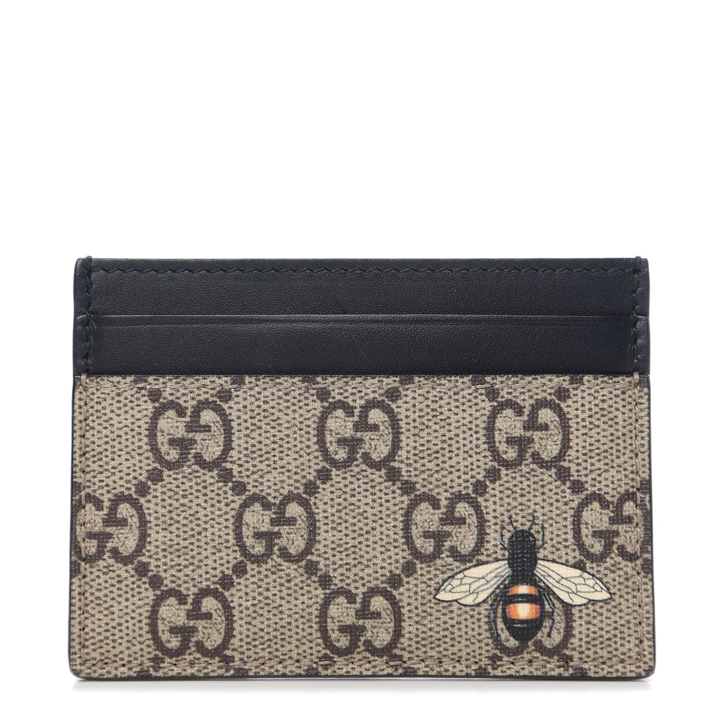 GG Supreme Monogram Bee Print Card Holder Black