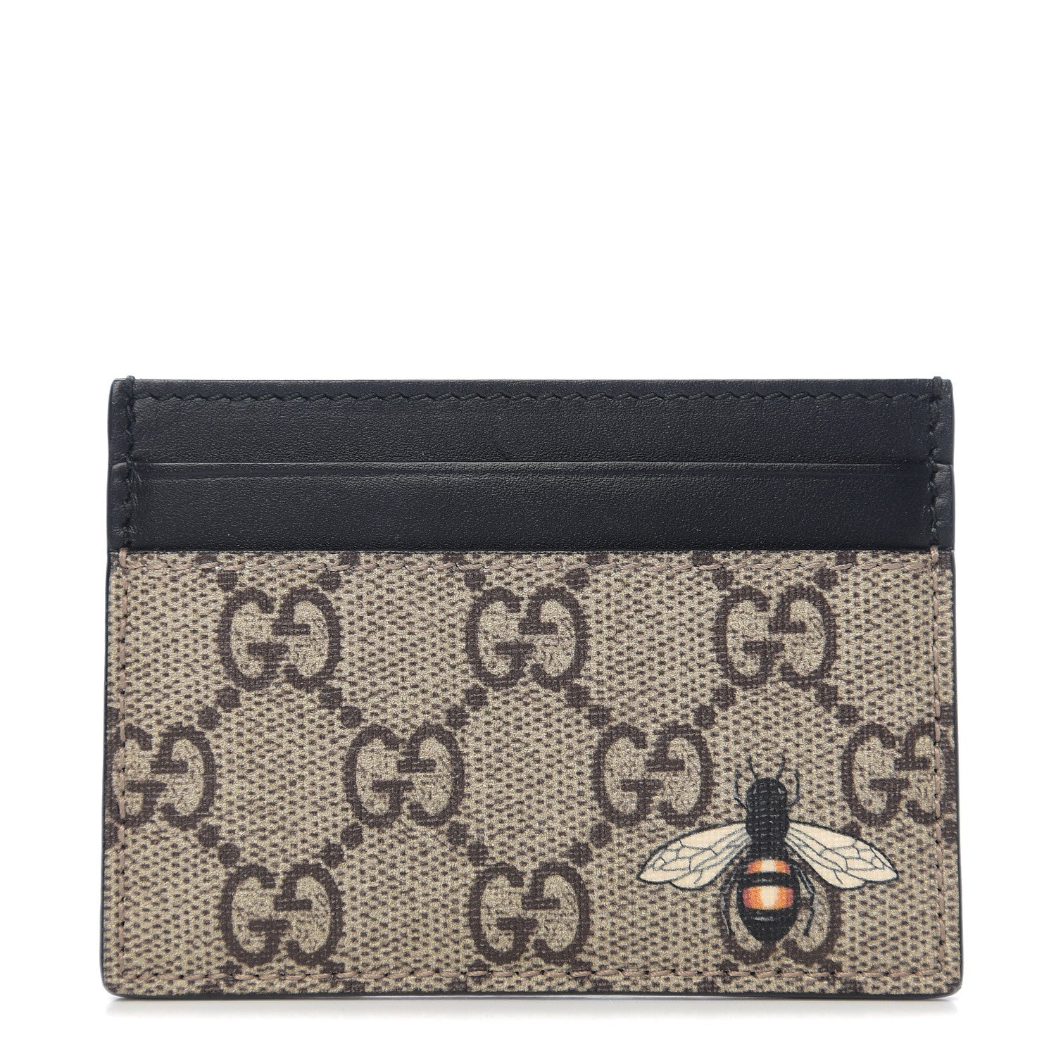 Gucci GG Supreme Monogram Bee Print Card Holder Black 1 of 6