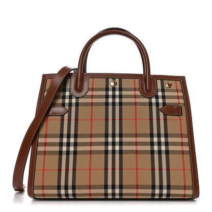 Burberry Calfskin Vintage Check Two Handle Title Bag Archive Beige 2 of 17