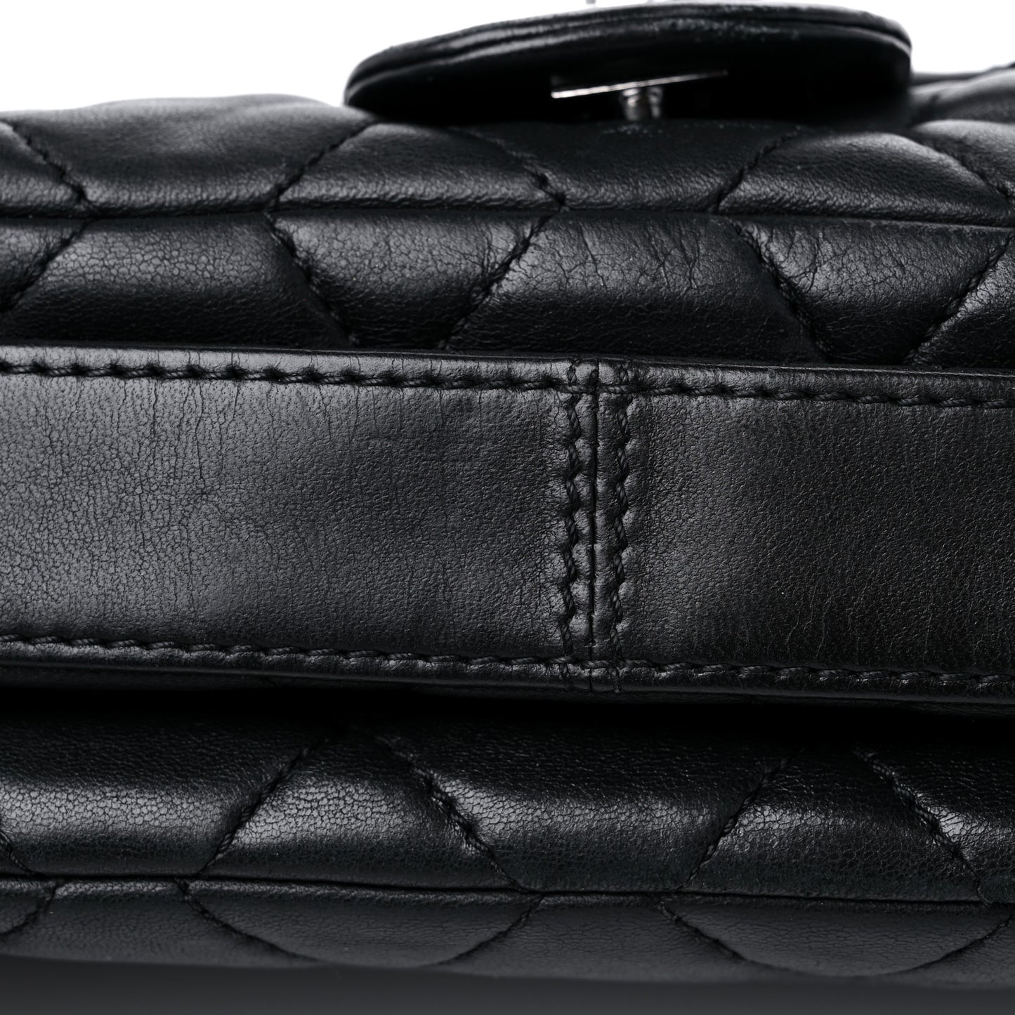 Lambskin Quilted Jumbo 3 Flap Black