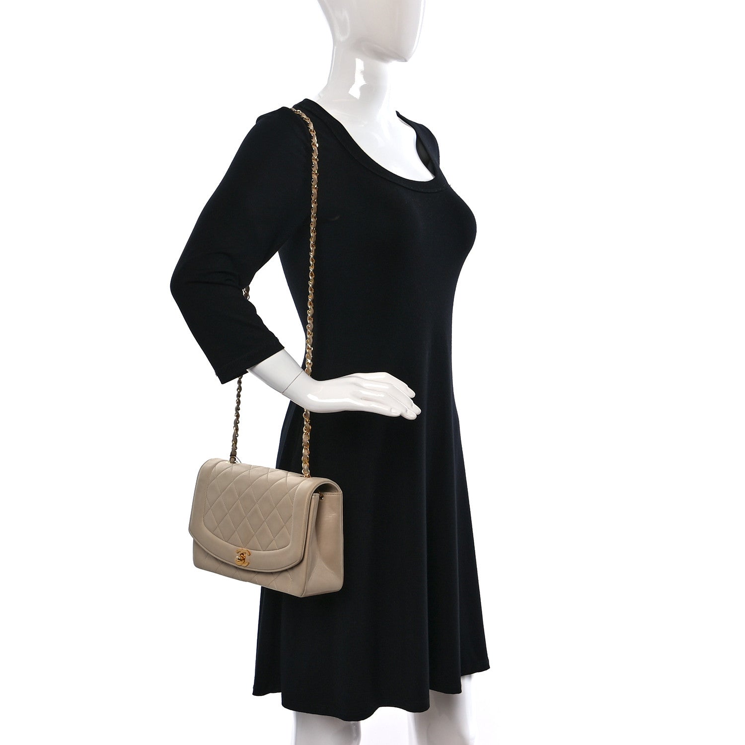 Chanel Lambskin Quilted Medium Single Flap Beige 3 of 12