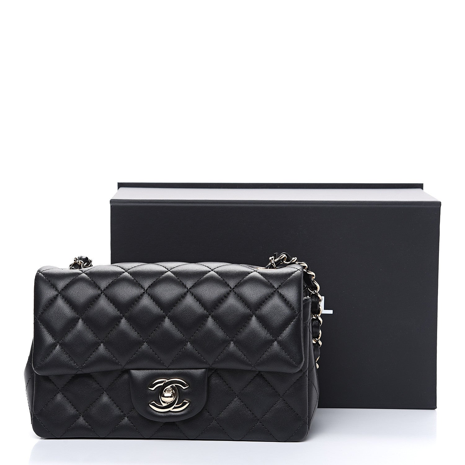 Chanel Lambskin Quilted Mini Rectangular Flap Black 12 of 12