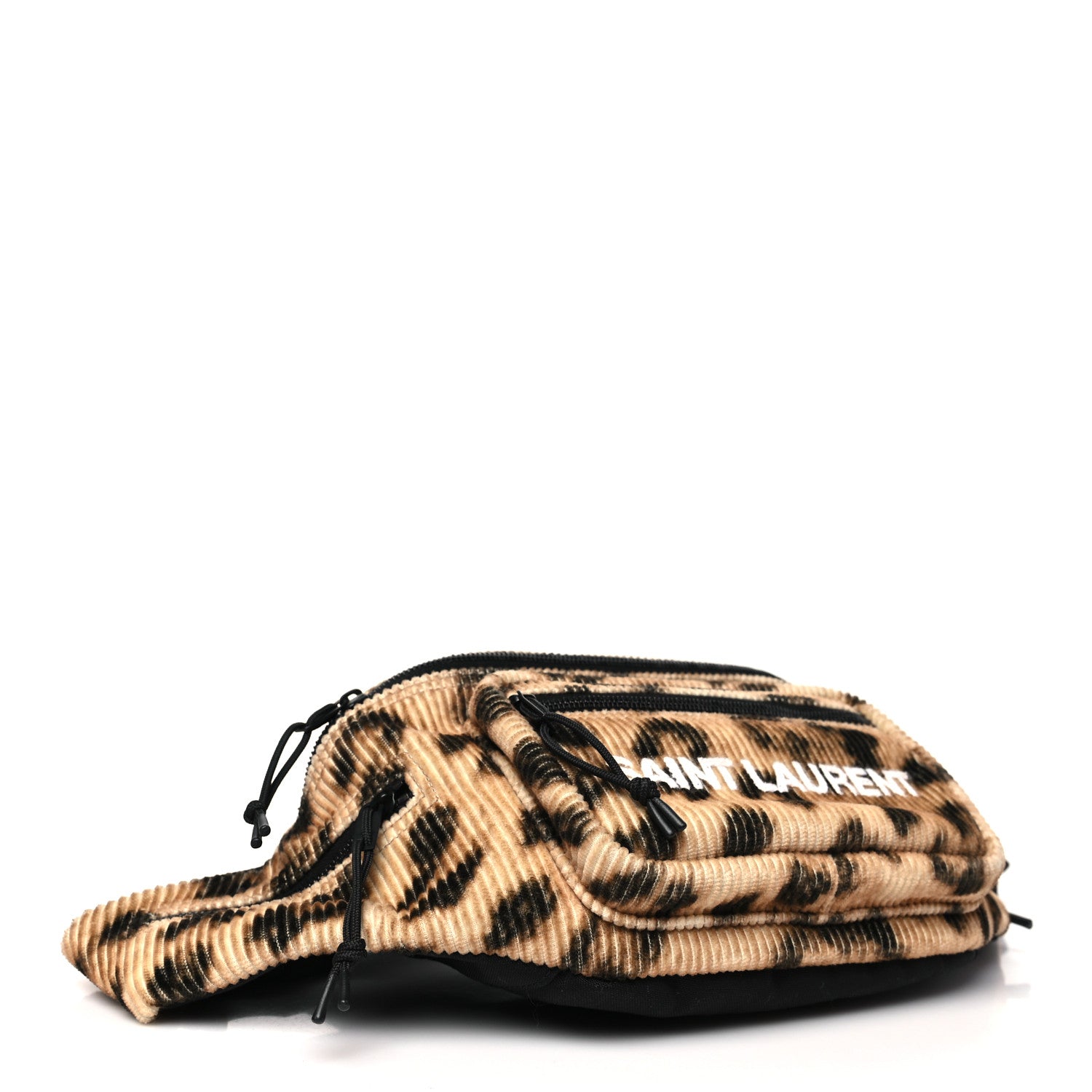 Saint Laurent Corduroy Leopard Print Belt Bag Beige Black 4 of 9