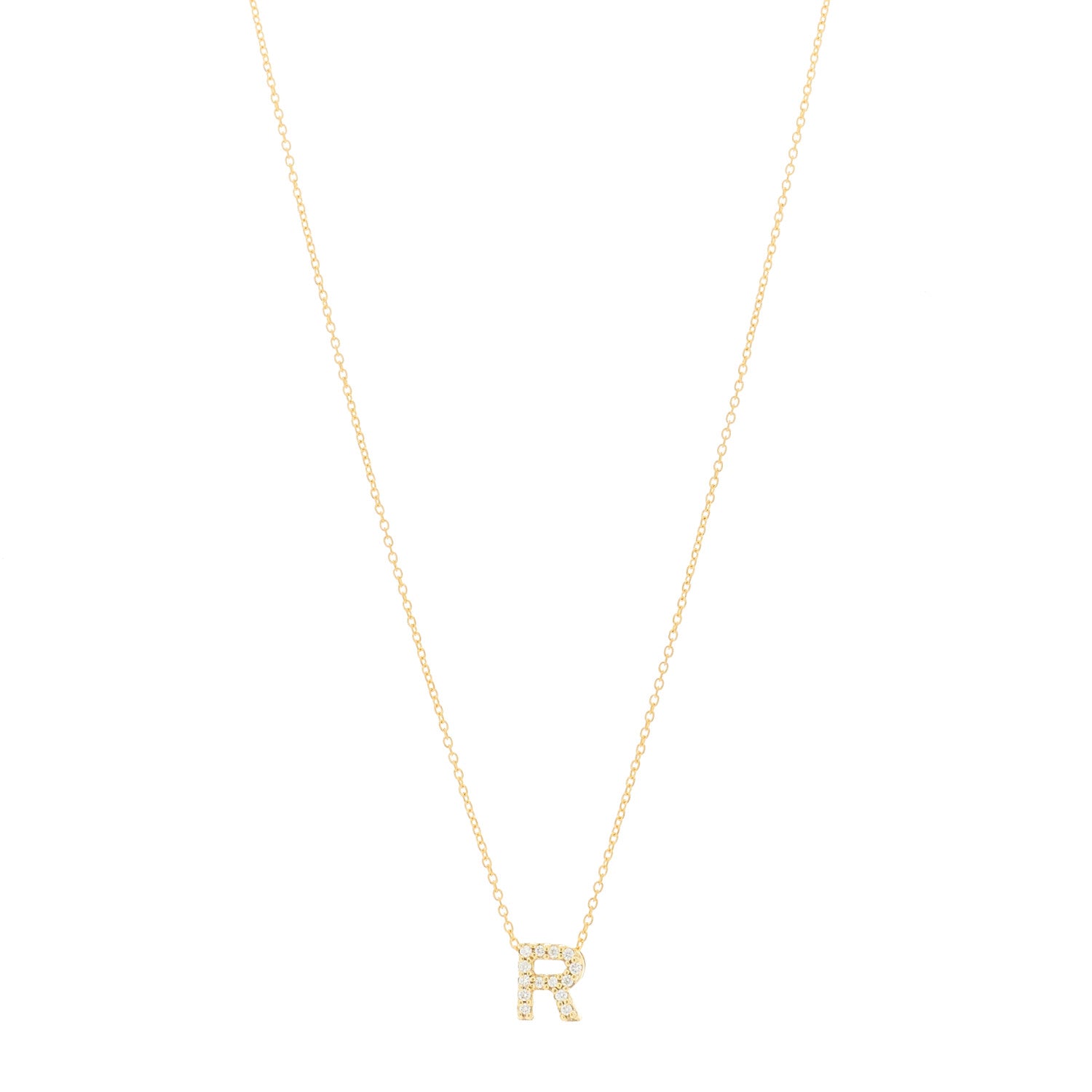 Roberto Coin 18K Yellow Gold Diamond Love Letter R Pendant Necklace 1 of 5