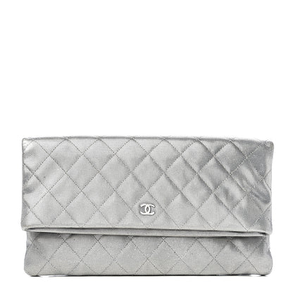 Chanel Metallic Calfskin Quilted Pixel Effect CC Beauty Clutch Silver 1 of 13
