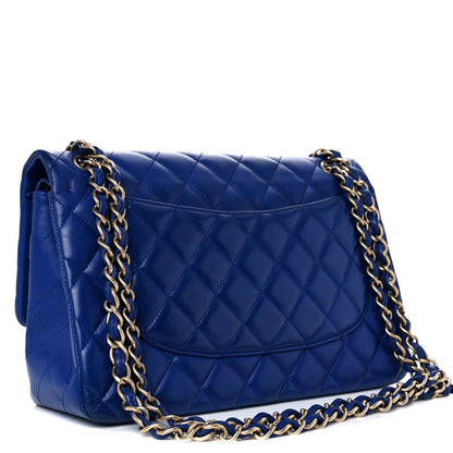 Chanel Lambskin Quilted Jumbo Double Flap Blue 3 of 22