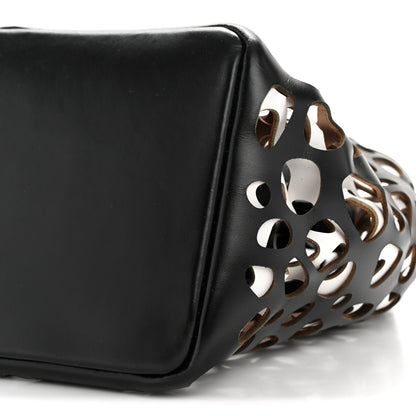 Alaia Calfskin Laser Cut Bucket Bag Black White 26 of 34