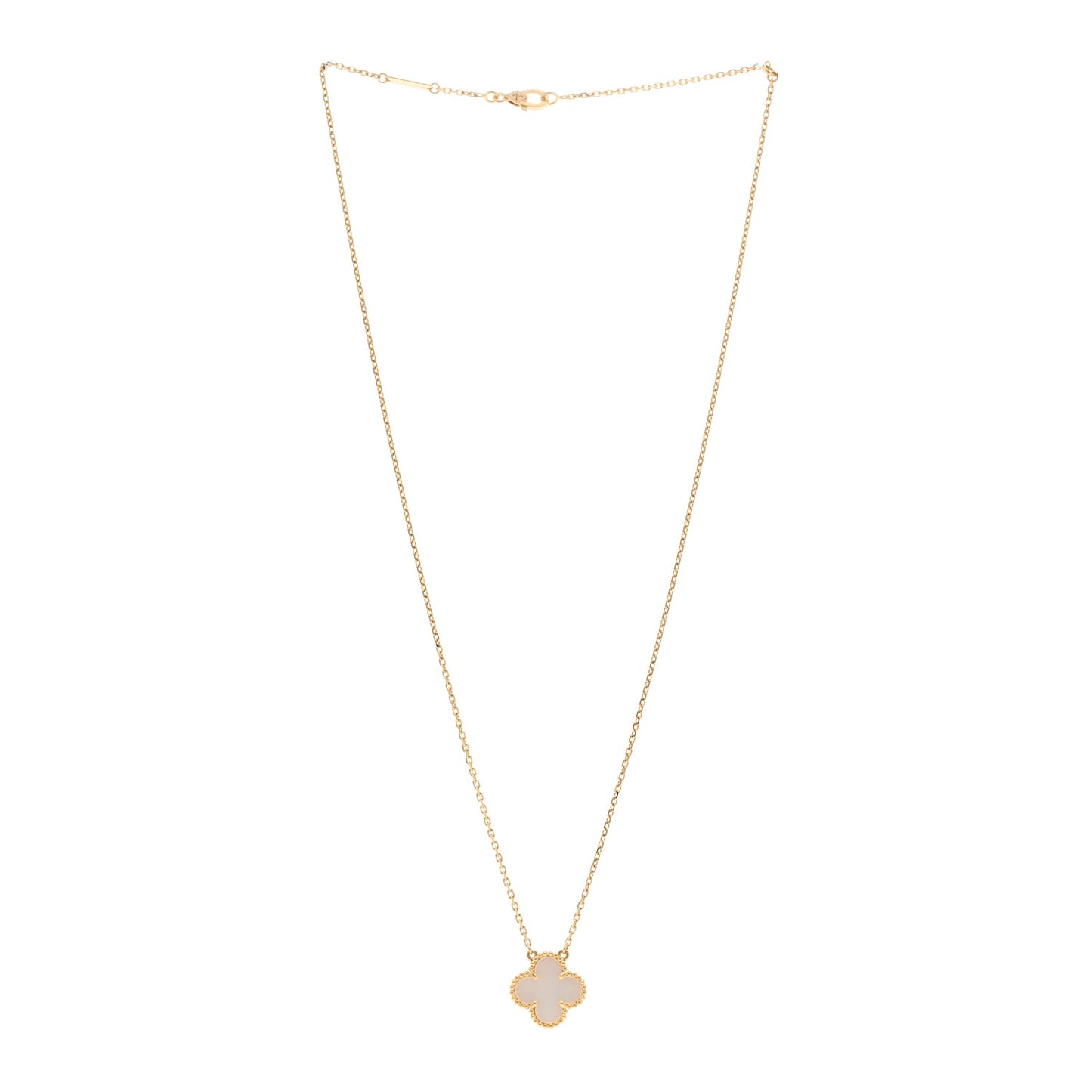18K Yellow Gold Mother of Pearl Vintage Alhambra Pendant Necklace