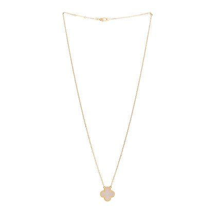 Van Cleef & Arpels 18K Yellow Gold Mother of Pearl Vintage Alhambra Pendant Necklace 3 of 4