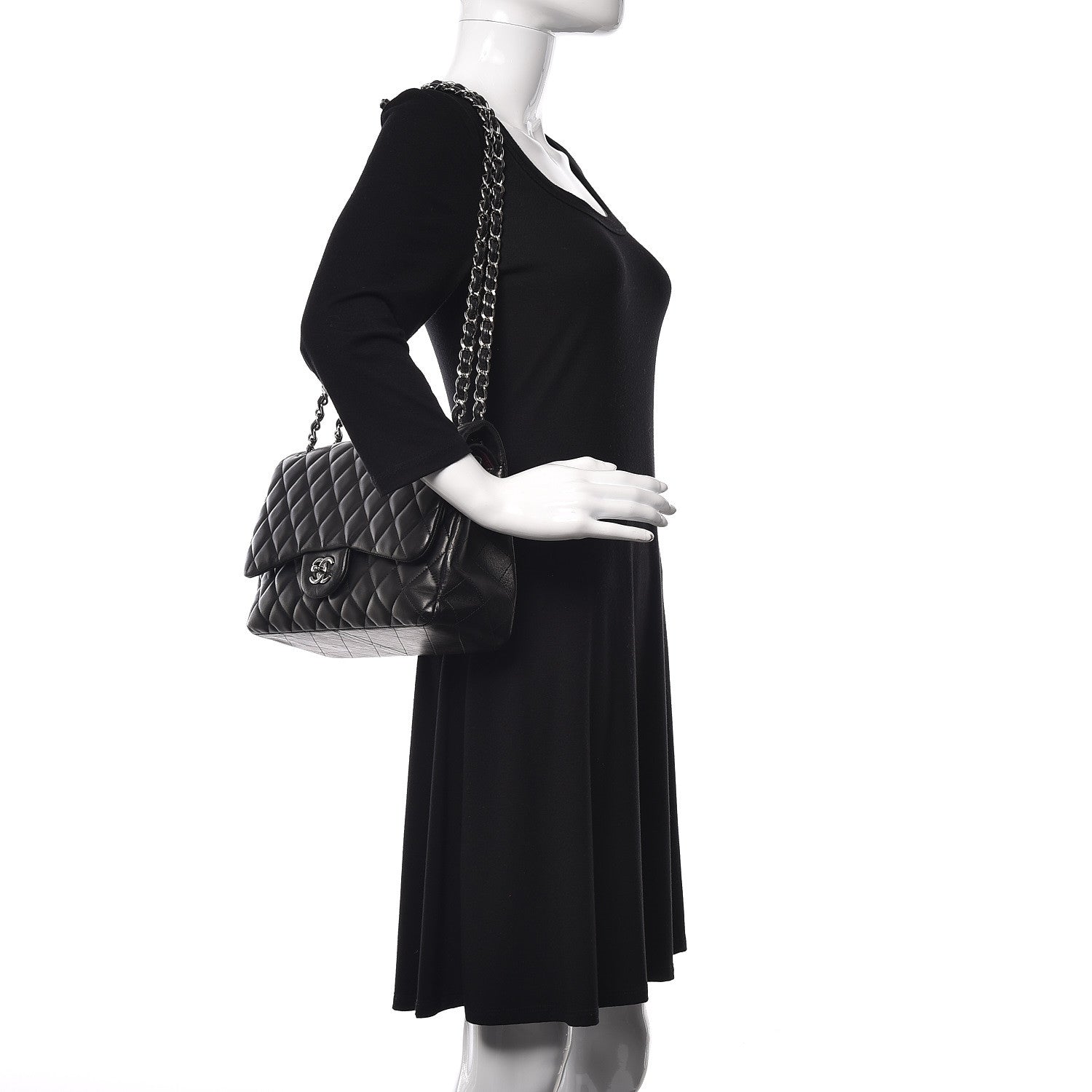 Chanel Lambskin Quilted Jumbo Double Flap Black 2 of 13
