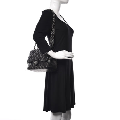 Chanel Lambskin Quilted Jumbo Double Flap Black 2 of 13