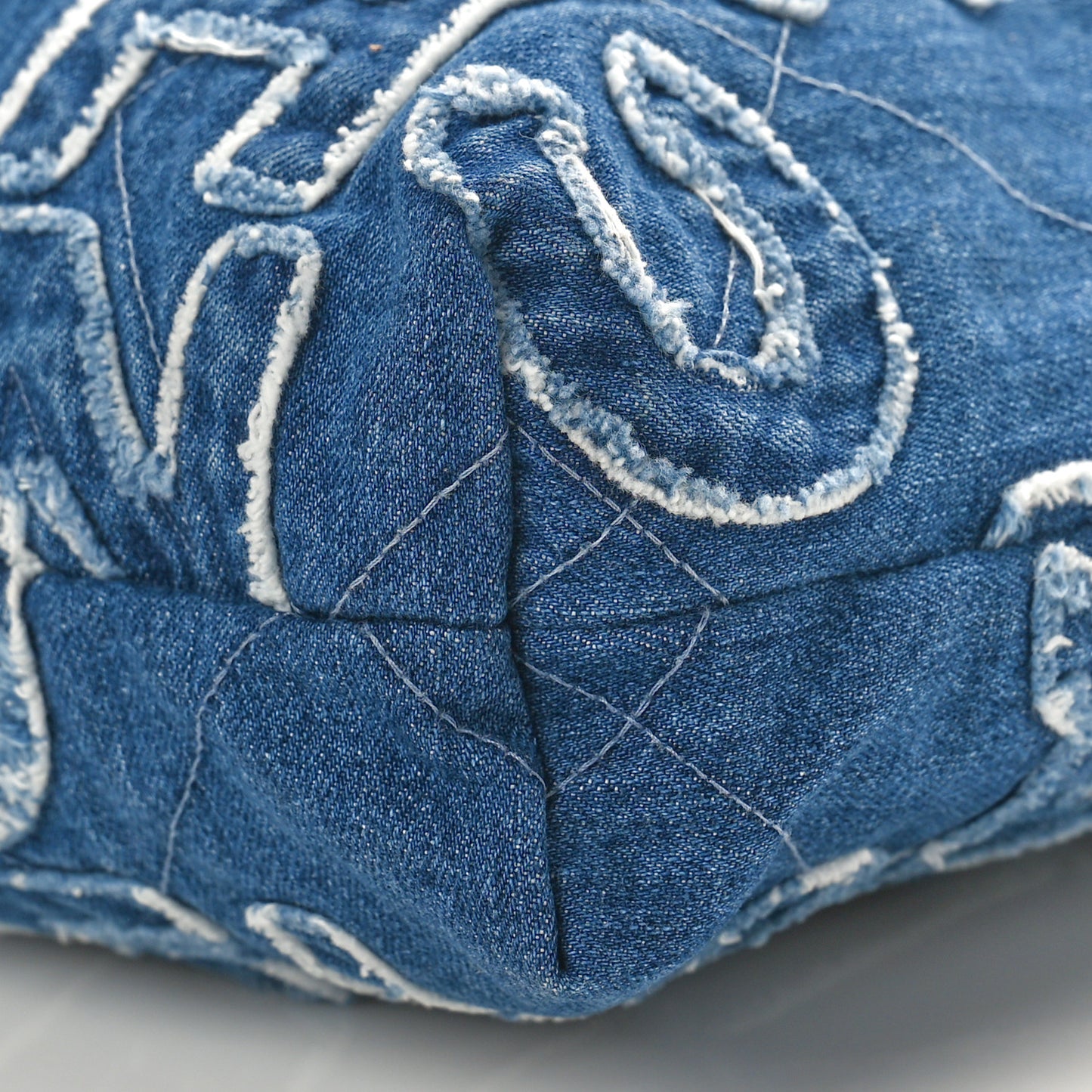 Denim Patchwork Quilted Chanel 22 Blue
