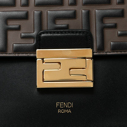 Fendi Vitello Liberty Bi-Color FF 1974 Embossed Kan U Shoulder Bag Black Maya 8 of 10