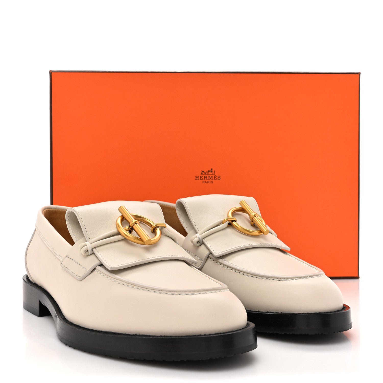 Hermes Calfskin Womens Impact Loafers 35 Blanc De Paris 11 of 11