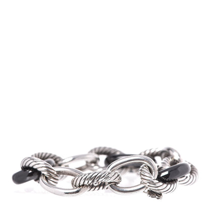 David Yurman Sterling Silver Black Ceramic 17mm Extra Large Oval Link Bracelet 3 of 5