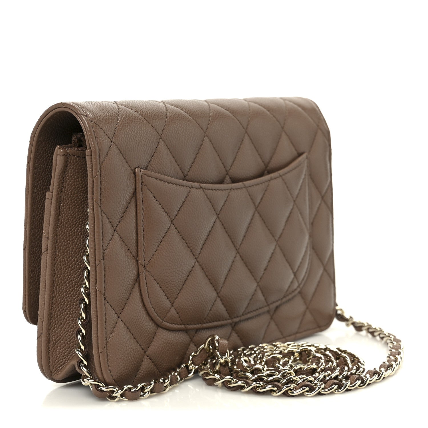 Chanel Caviar Quilted CC Turnlock Wallet On Chain WOC Brown 3 of 11
