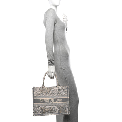 Christian Dior Canvas Embroidered Medium Dioriviera Toile De Jouy Book Tote Gray 2 of 13