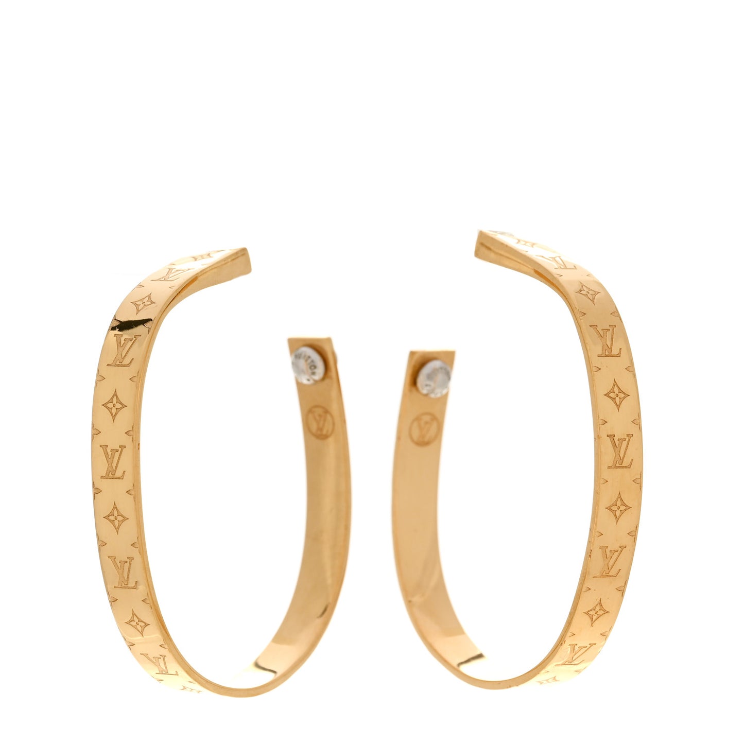 Metal Nanogram Hoop Earrings Gold