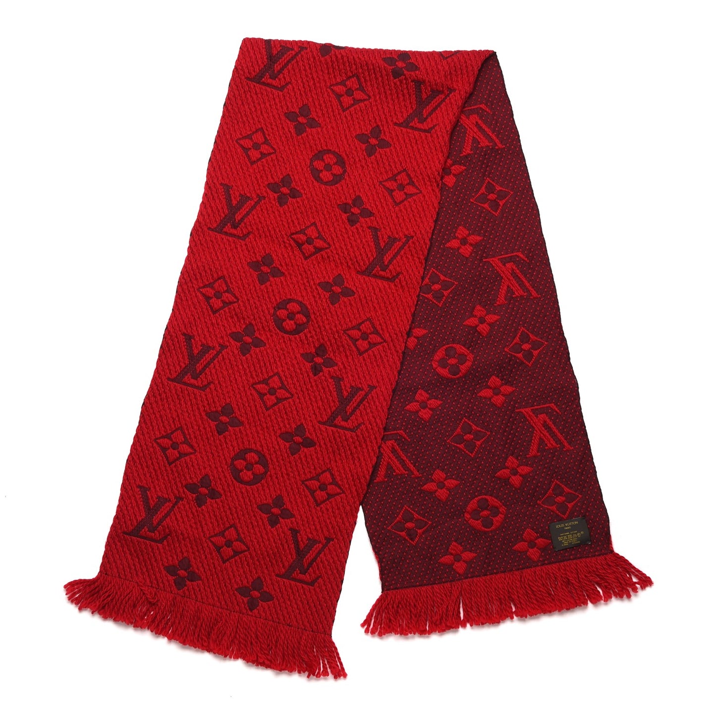 Wool Silk Logomania Scarf Rubis