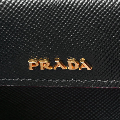 Prada Saffiano Cuir Large Double Bag Black Fuoco 6 of 12