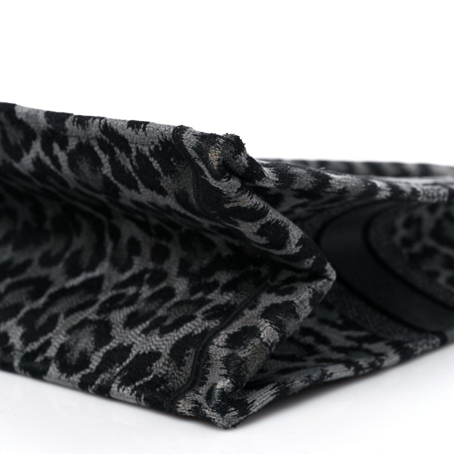 Canvas Mizza Embroidered Large Leopard Book Tote Grey