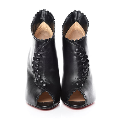 Christian Louboutin Lambskin Deguise Scalloped Button 100 Peep Toe Booties 36 Black 2 of 12