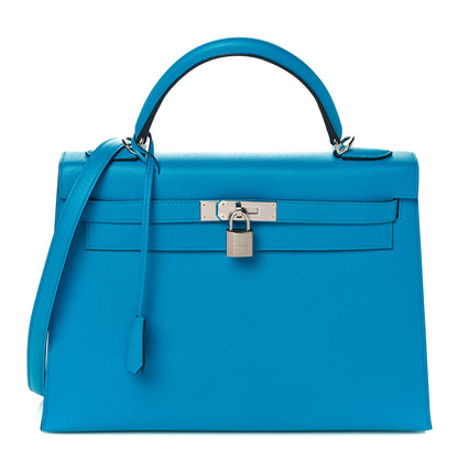 Hermes Epsom Kelly Sellier 32 Bleu Frida 1 of 36