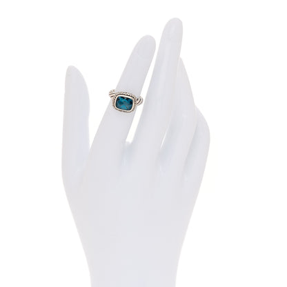 David Yurman Sterling Silver Diamond Blue Topaz 10mm Noblesse Ring 48 4.5 2 of 4