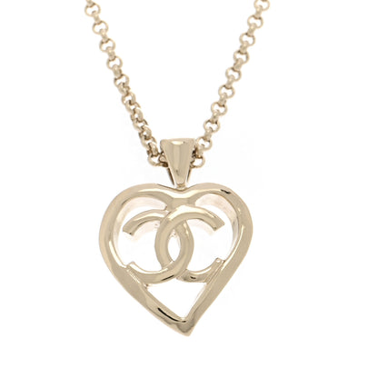 Chanel CC Heart Chain Pendant Necklace Gold 4 of 6