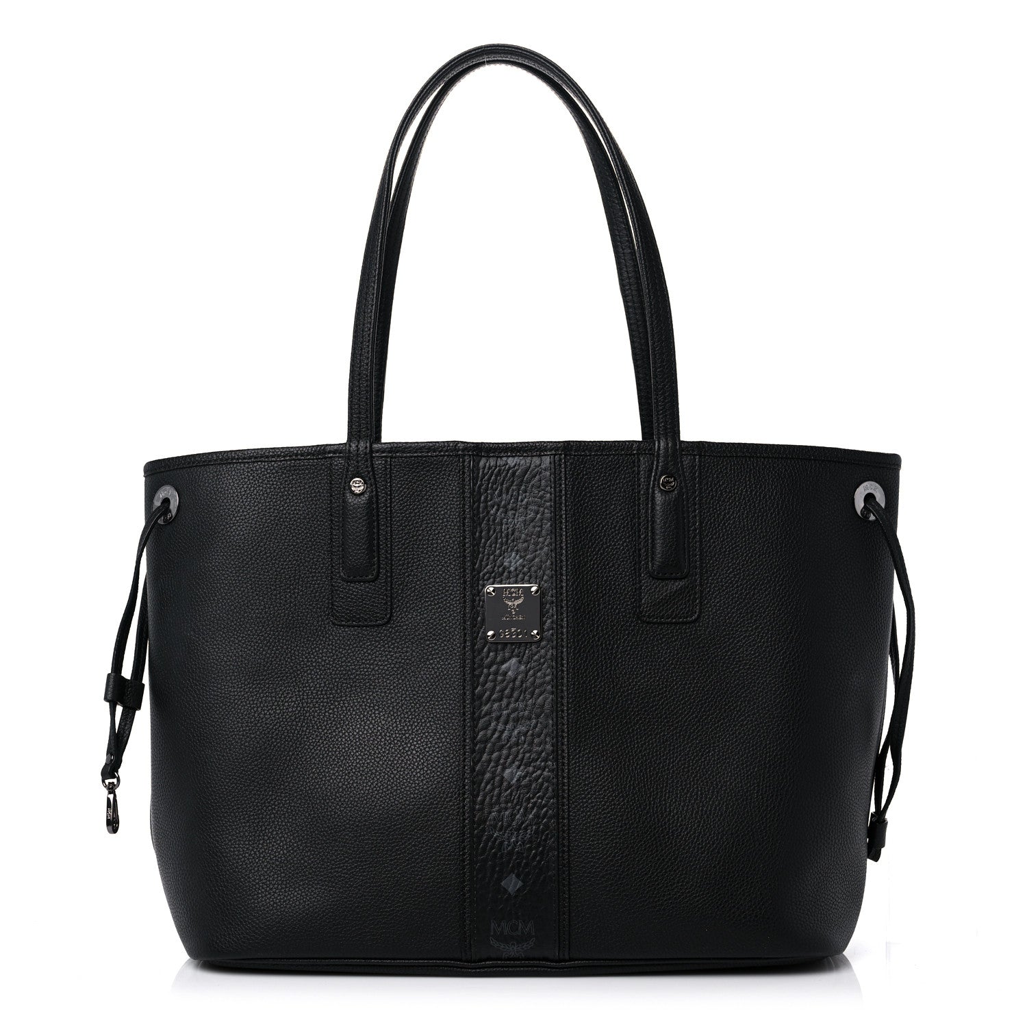 MCM Grained Calfskin Visetos Medium Liz Reversible Shopper Tote Black 1 of 16