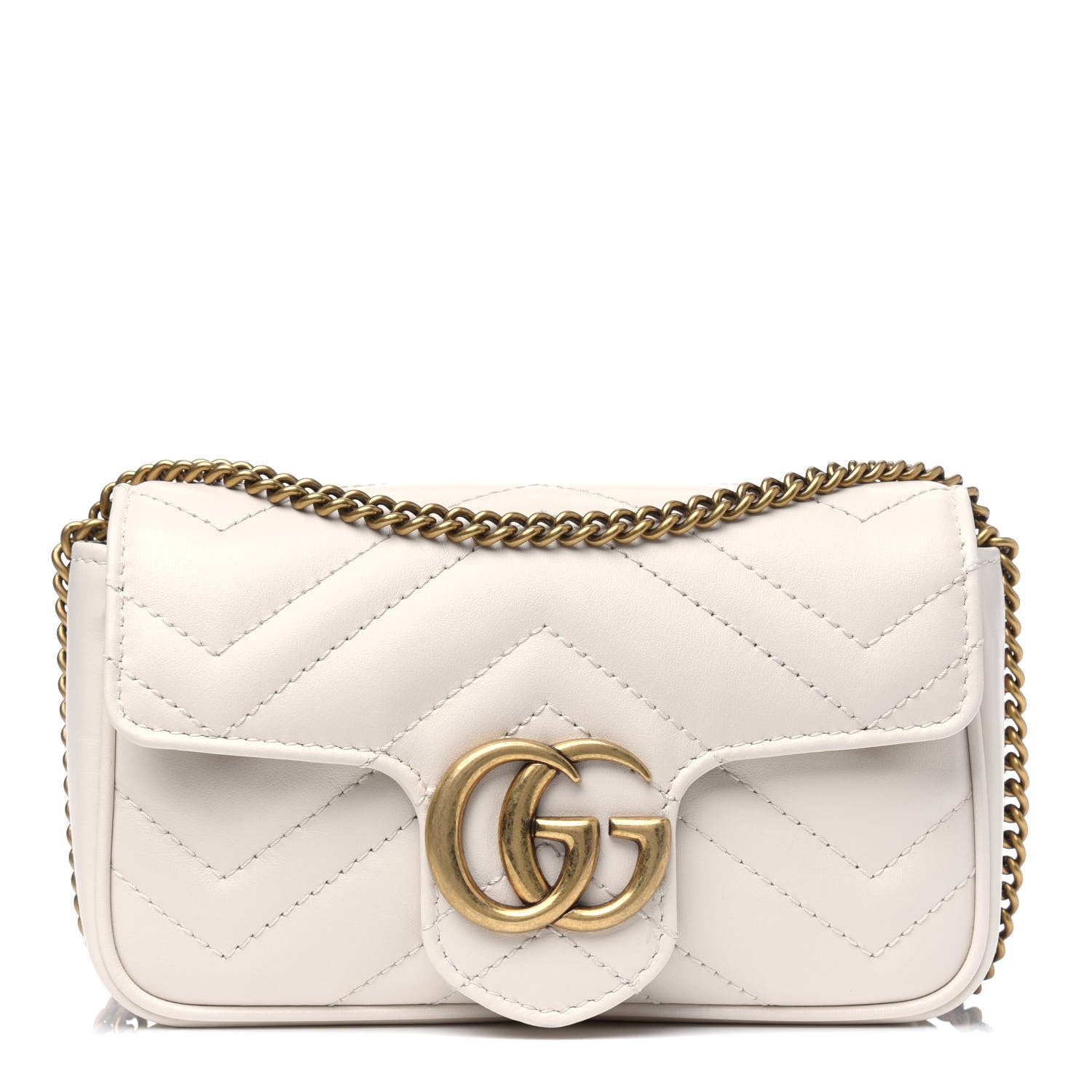 Gucci Calfskin Matelasse Super Mini GG Marmont Shoulder Bag White 1 of 5