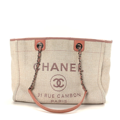 Chanel Woven Straw Raffia Small Deauville Tote Pink 1 of 9