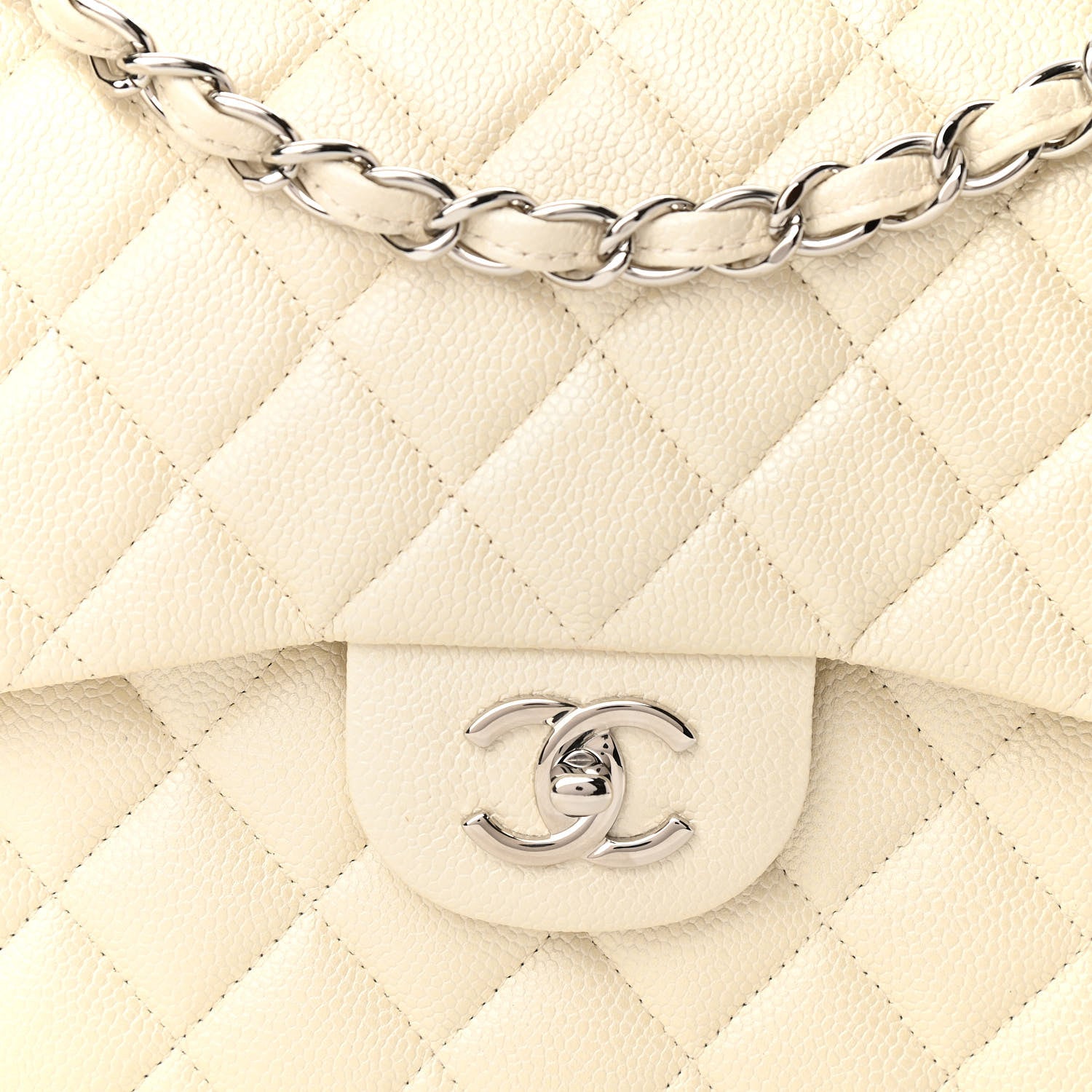 Chanel Pearly Caviar Quilted Jumbo Double Flap Dark White 8 of 10