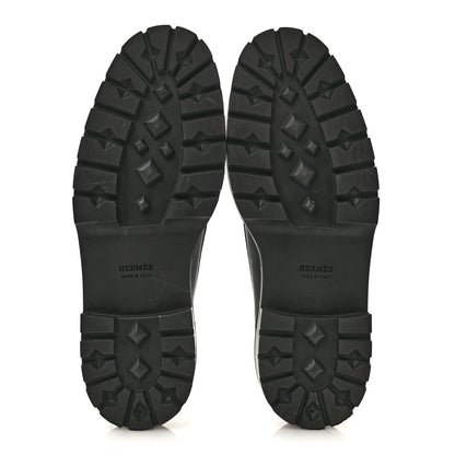 Hermes Glazed Calfskin Womens Icone Loafers 39.5 Vert Bouteille 6 of 10