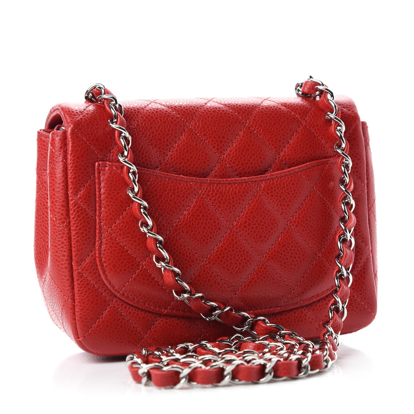 Caviar Quilted Mini Square Flap Red
