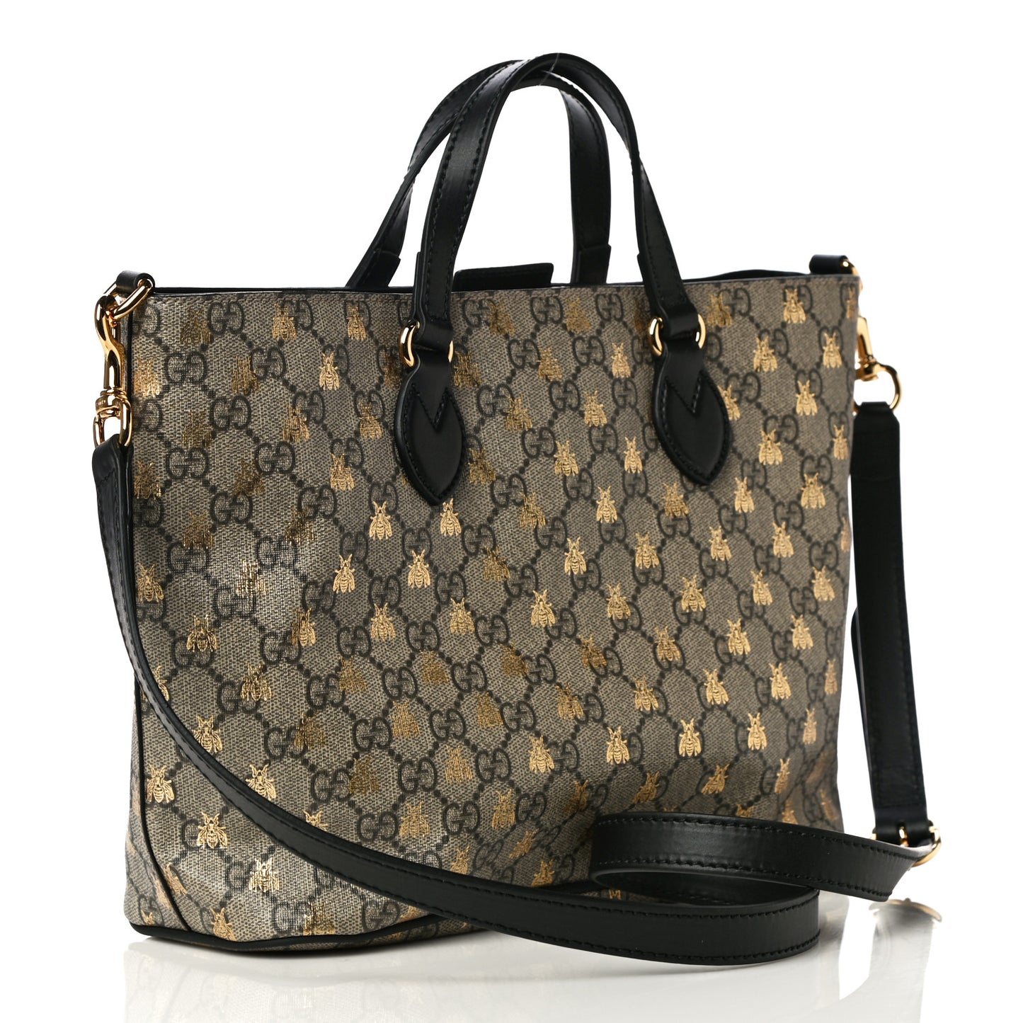 Soft GG Supreme Monogram Bees Small Crossbody Tote Beige Oro Black