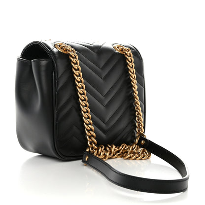 Gucci Calfskin Matelasse Mini GG Marmont Square Shoulder Bag Black 3 of 11