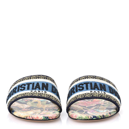 Christian Dior Canvas D-Constellation Embroidered Dway Flat Slide Sandals 36.5 Black Multicolor 2 of 9