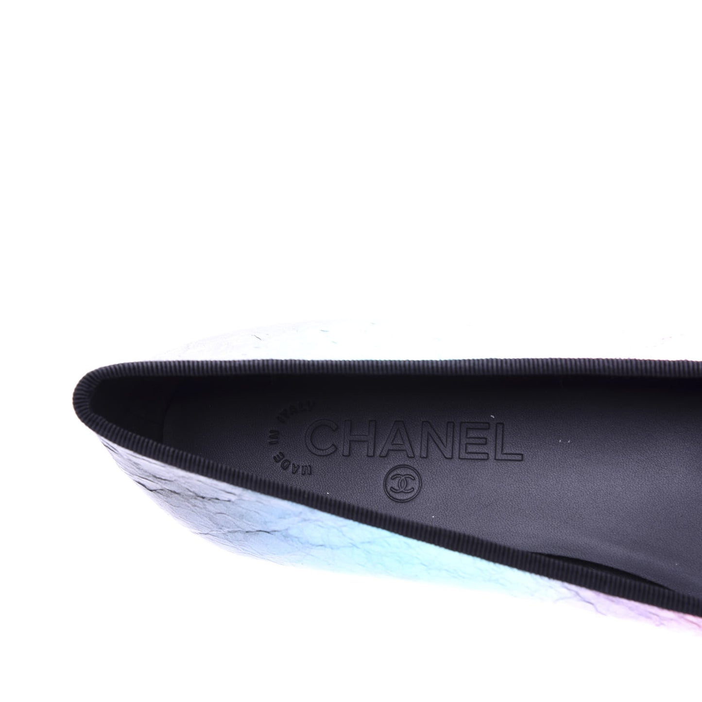 Laminated Calfskin Grosgrain Cap Toe CC Ballerina Flats 41 Multicolor Black