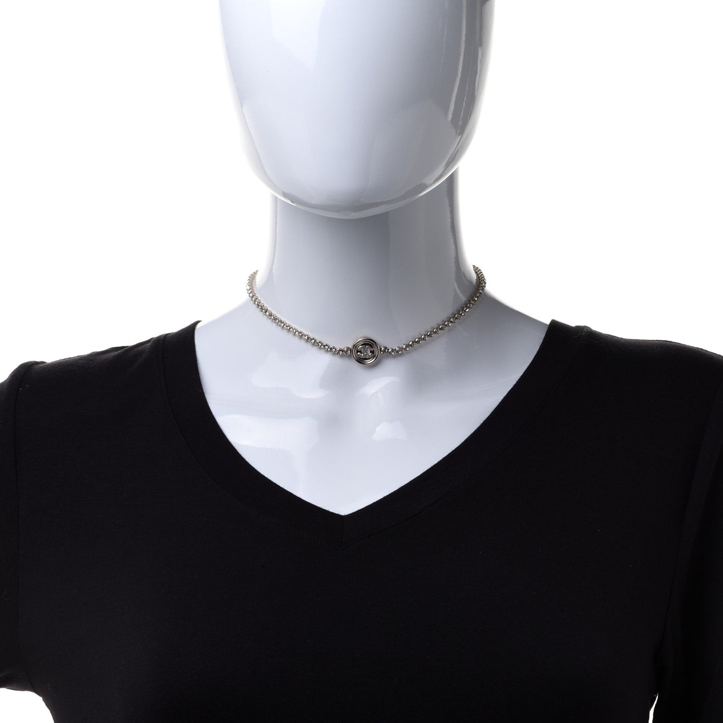 Crystal CC Chain Short Necklace Gold