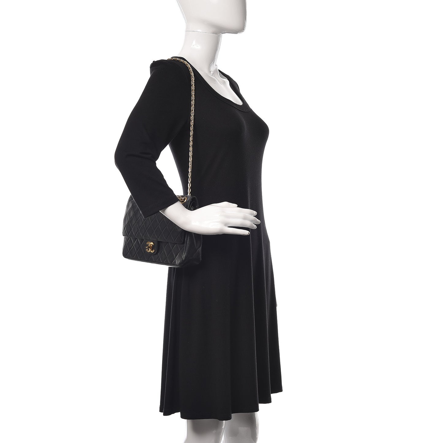 Lambskin Quilted Medium Double Flap Bijoux Chain Black