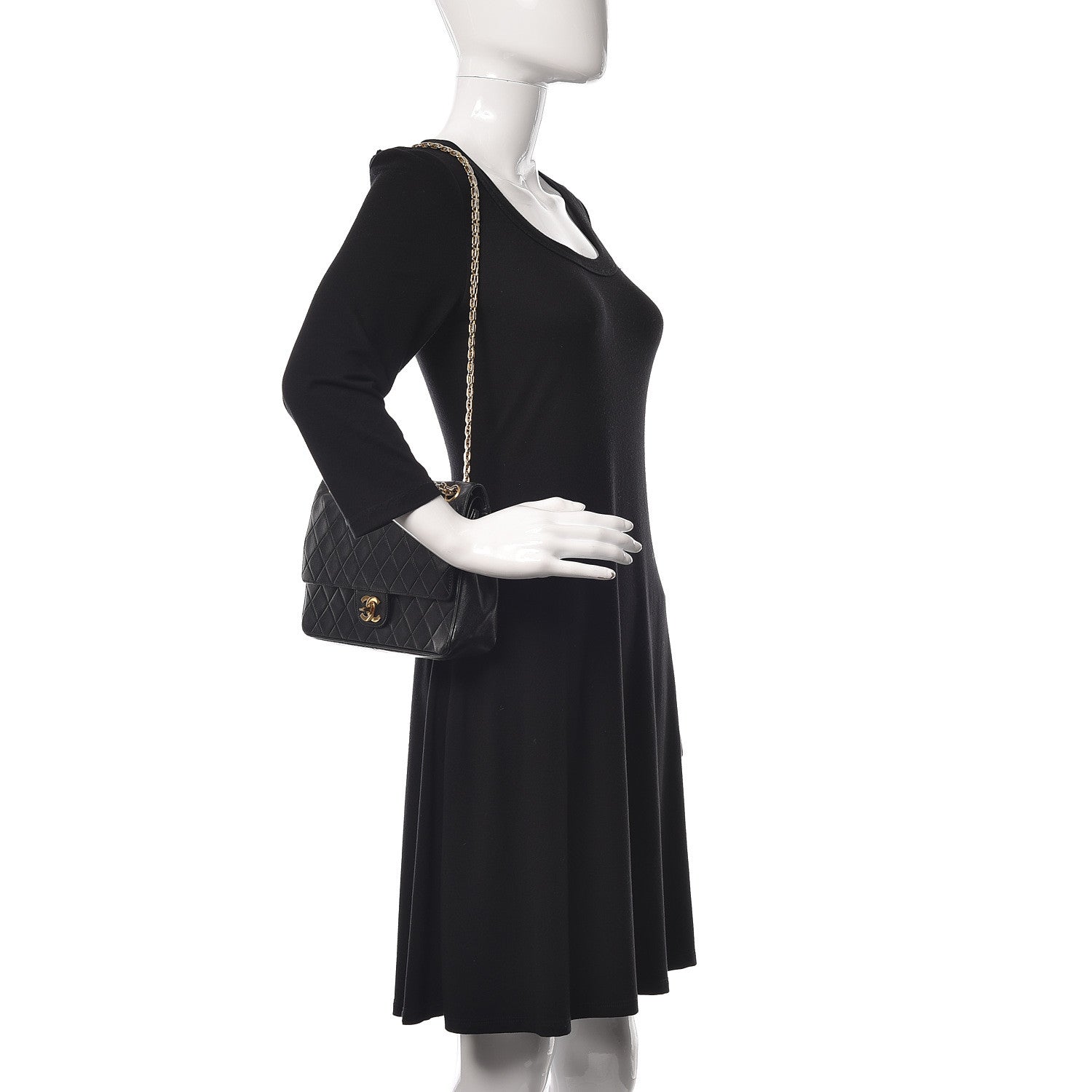 Chanel Lambskin Quilted Medium Double Flap Bijoux Chain Black 2 of 13