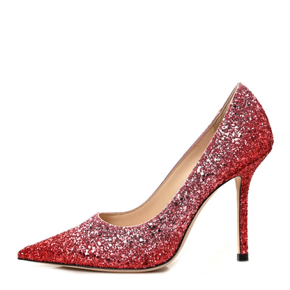 Jimmy Choo Dynamic Coarse Glitter Fabric Love 100 Pumps 36 Bubble Red 1 of 7