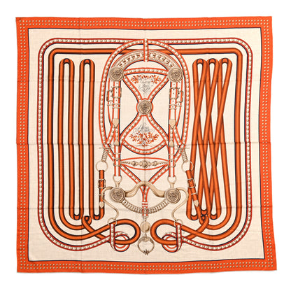 Hermes Cashmere Silk Grand Tralala Shawl 140 Orange Naturel Roux 1 of 5