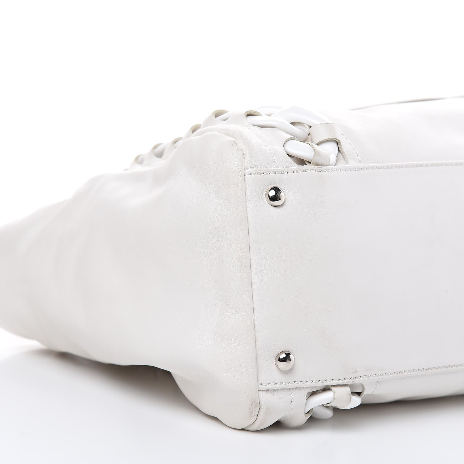Chanel Calfskin Modern Chain Rhodoid East West Tote White 8 of 20