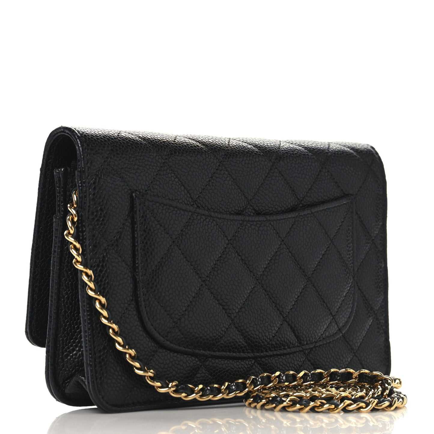 Caviar Quilted Wallet on Chain WOC Black