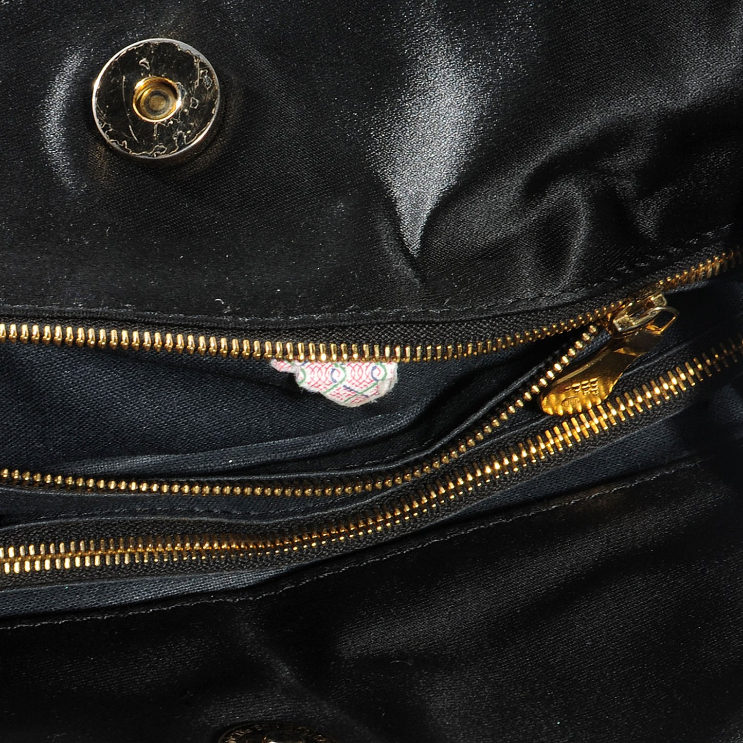 Vintage Woven Satin Shoulder Bag Black