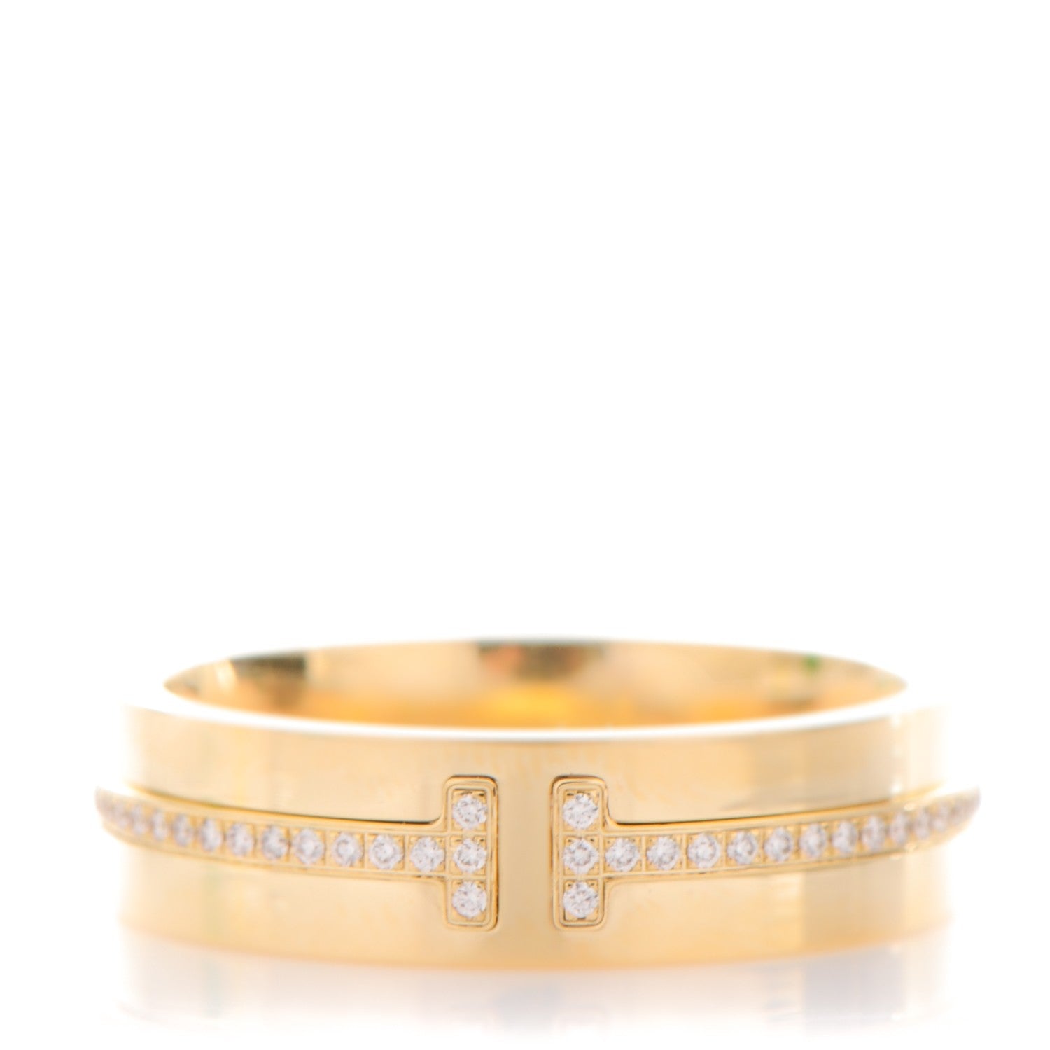 Tiffany 18K Yellow Gold Diamond T Two Ring 7.5 1 of 5